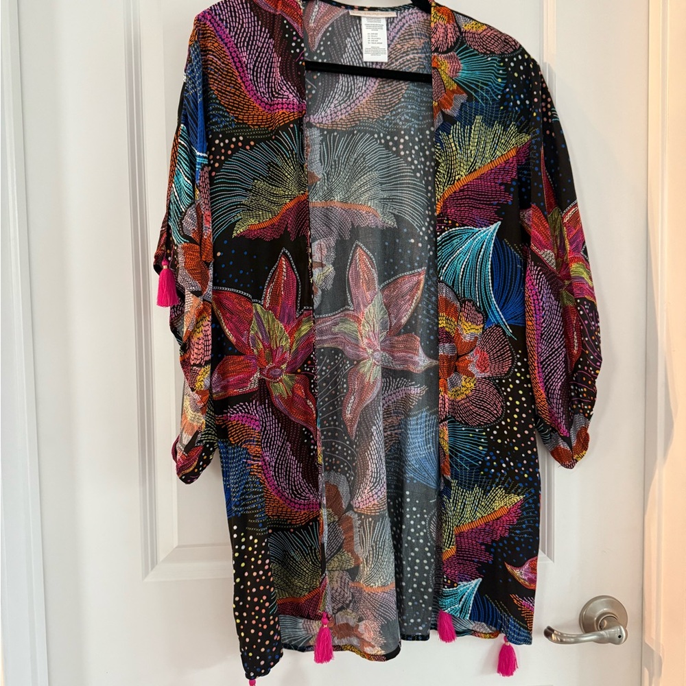 La Blanca Multicolor Abstract Kimono
